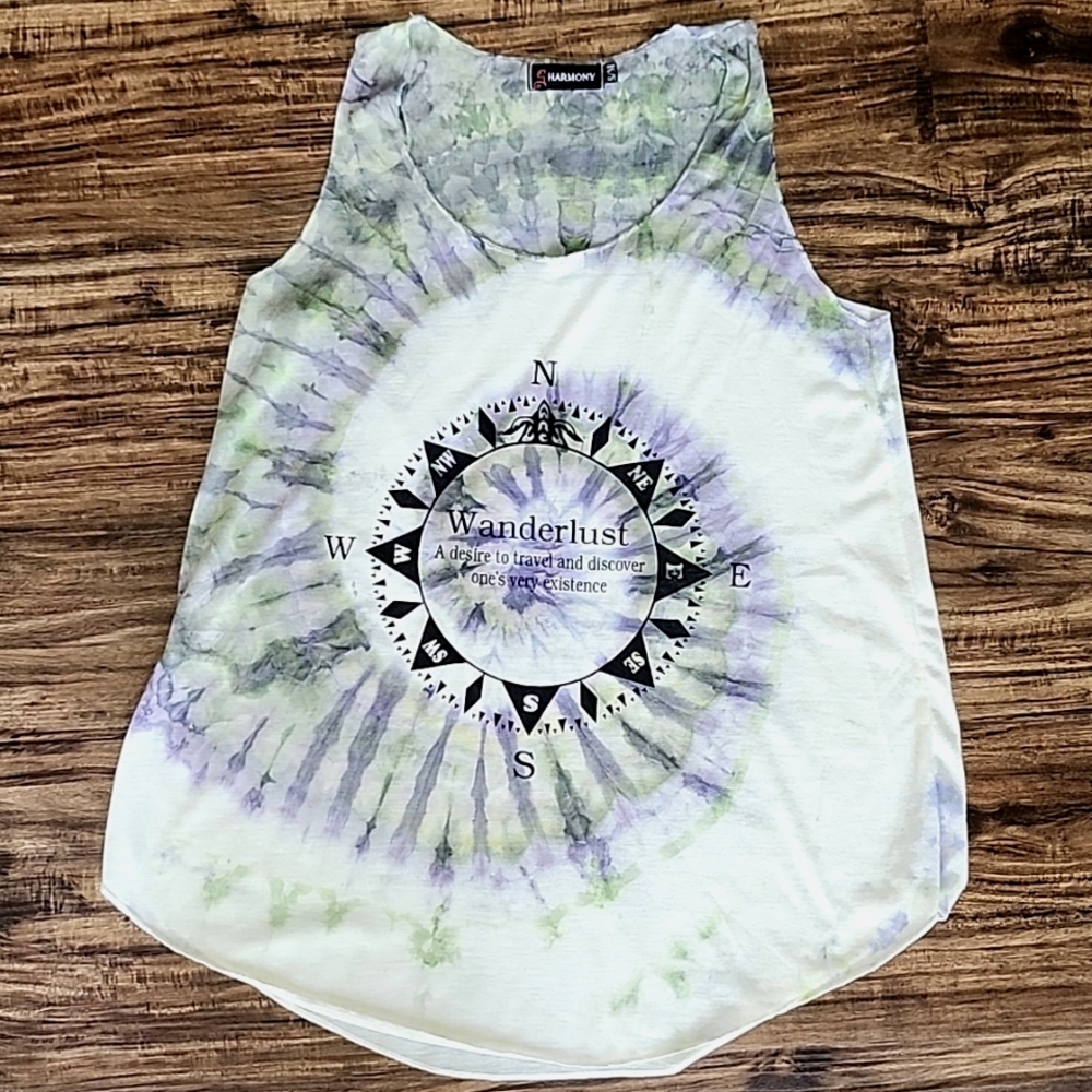 Harmony Wanderlust Women's Tie-Dye Tank Top - Purple and Green NWOT
